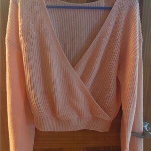 Peach V-Neck Women's Sweater